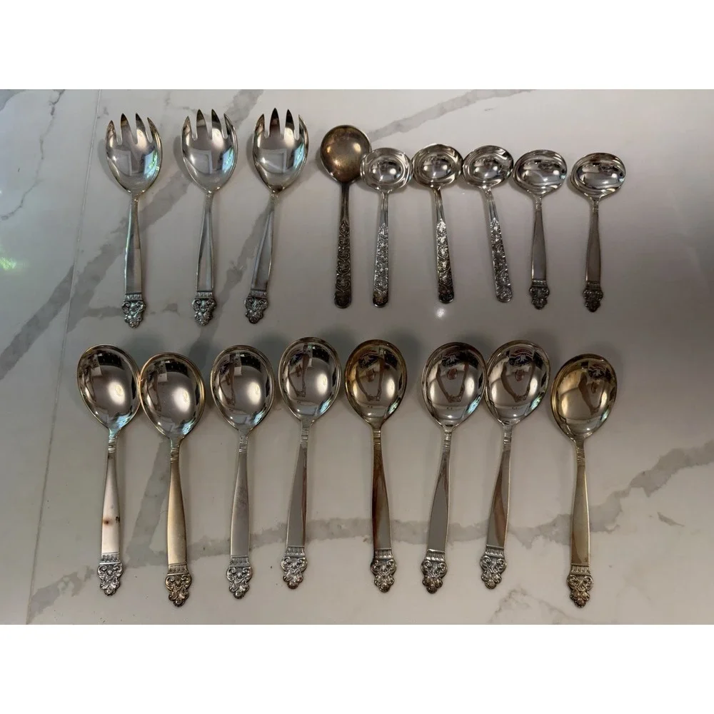 TH Marthinsen Norway EPNS Silverplate Flatware Set 17 Pcs Salad Fork Spoon Ladle